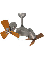 Dagny Ceiling Fan with Wood Blades and Light Kit in Brushed Nickel.